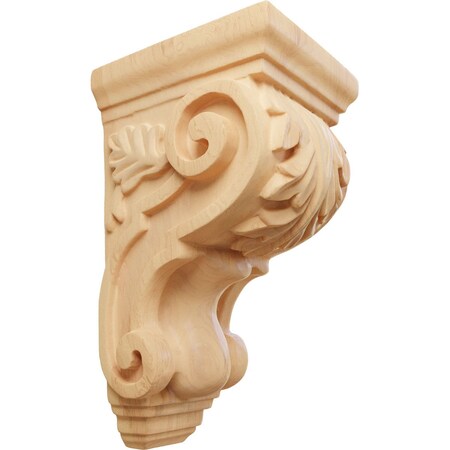 Ekena Millwork 3 1/2"W x 4"D x 7"H Small Traditional Acanthus Corbel, Red Oak CORW03X04X07TARO